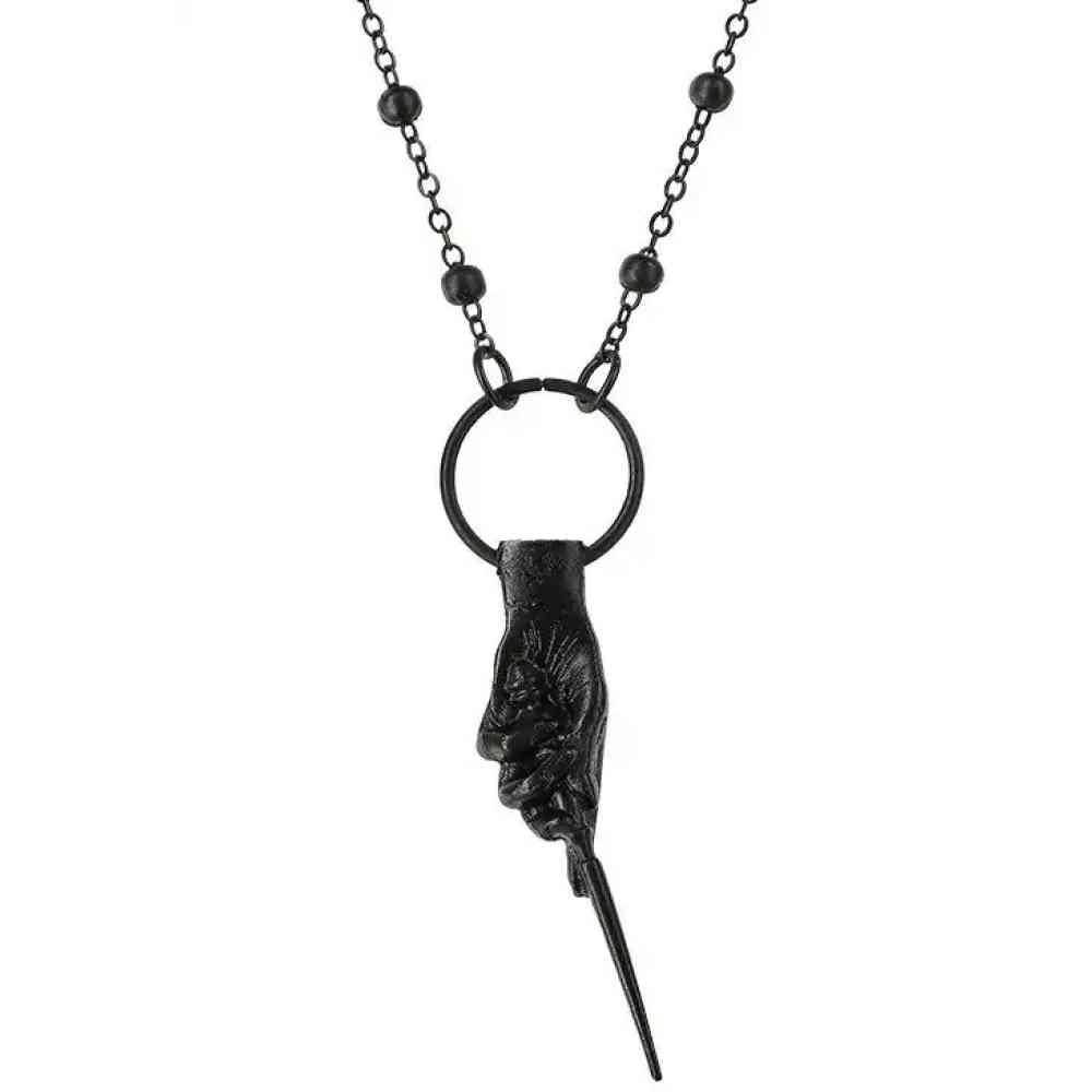 Restyle - Magic Wand Hand Of The Witch Necklace - Black